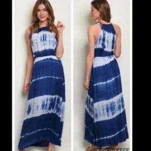 Sugar + Lips Tie Dye Halter Maxi Dress | Size Large | EUC